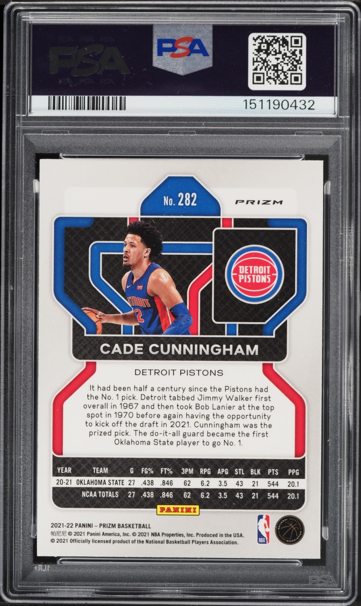 2021 Panini Prizm Red White Blue Cade Cunningham ROOKIE #282 PSA 9 MINT