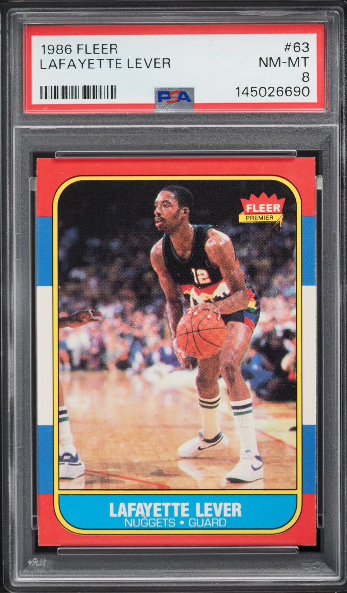 1986 Fleer Basketball Lafayette Lever #63 PSA 8 NM-MT