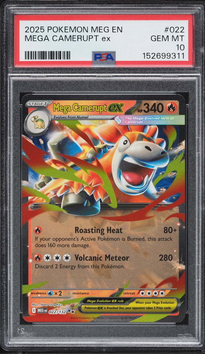 2025 Pokemon Mega Evolution Holo Mega Camerupt ex #22 PSA 10 GEM MINT