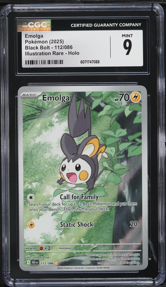 2025 Pokemon Black Bolt Illustration Rare Holo Emolga #112 CGC 9 MINT
