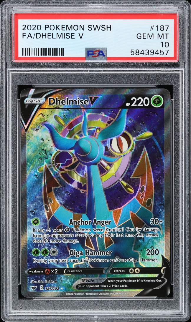 2020 Pokemon Sword & Shield Full Art Dhelmise V #187 PSA 10 GEM MINT