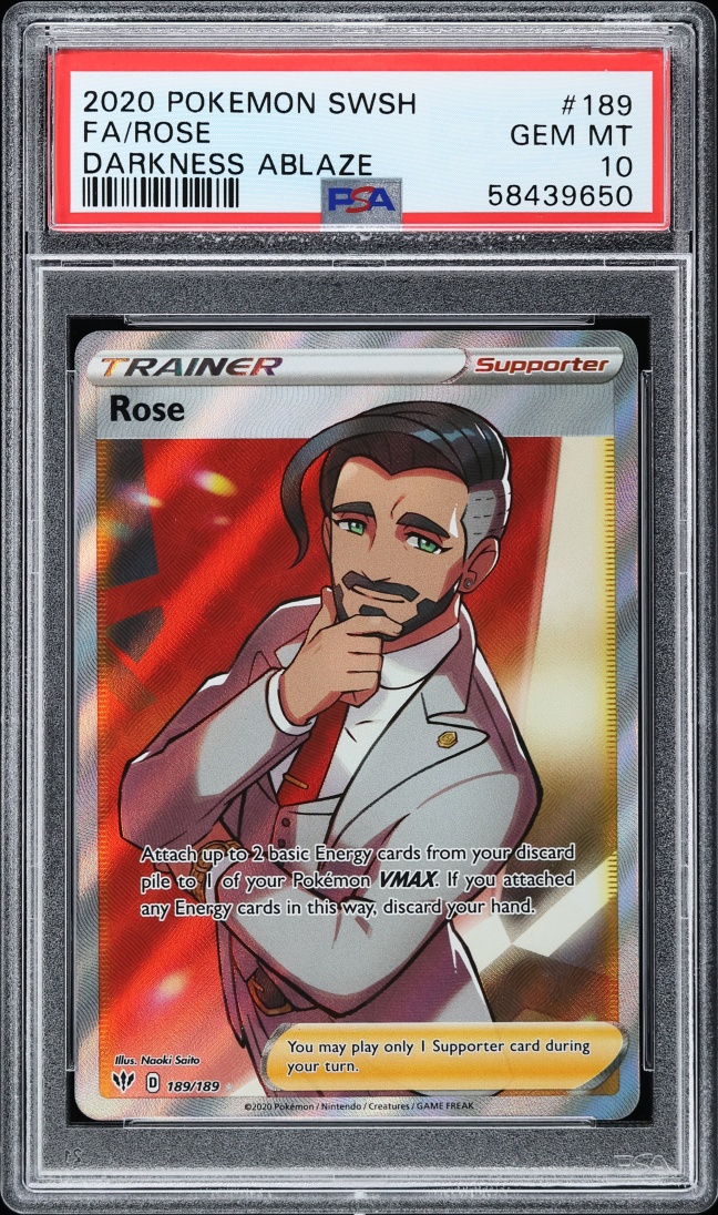 2020 Pokemon Sword & Shield Darkness Ablaze Full Art Rose #189 PSA 10 GEM MINT