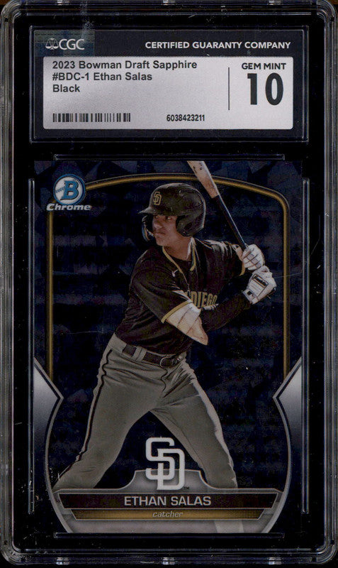 2023 Bowman Chrome Prospect Yellow Ethan Salas RC AUTO DNA 10 /75