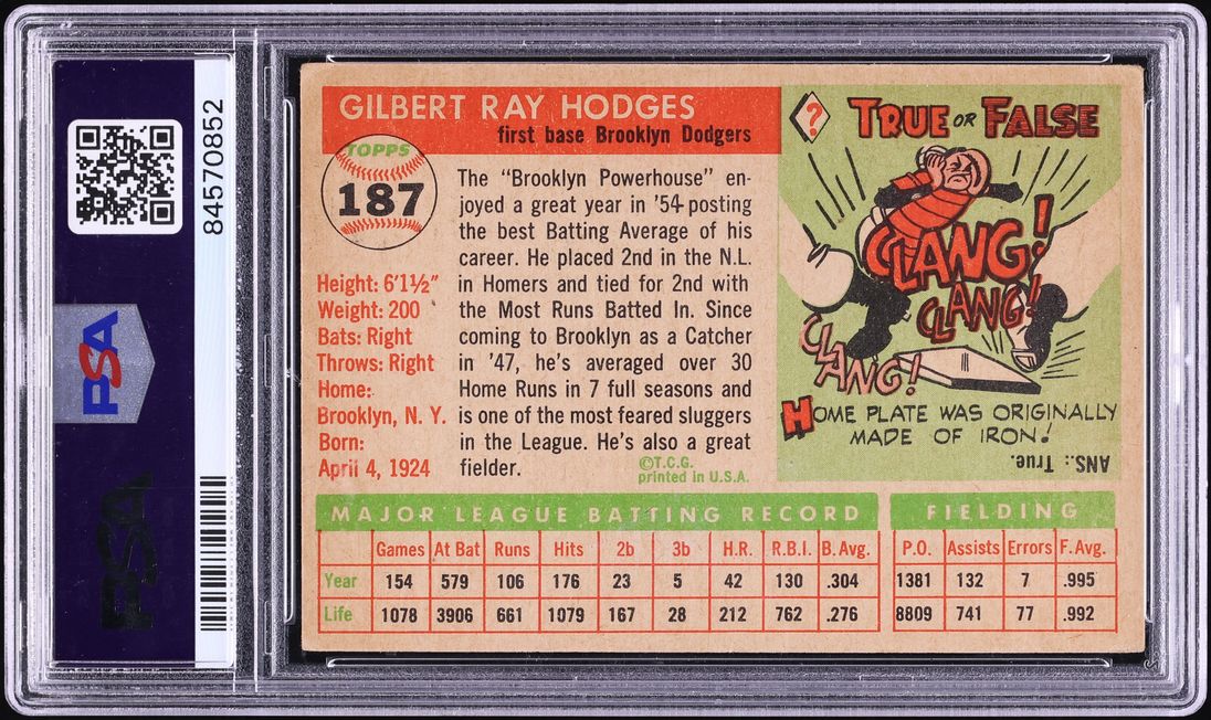1955 Topps Gil Hodges #187 PSA 4 VGEX