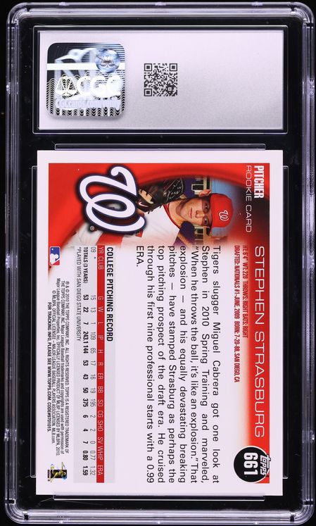 2010 Topps Factory Set Stephen Strasburg ROOKIE #661 CGC 10 GEM MINT