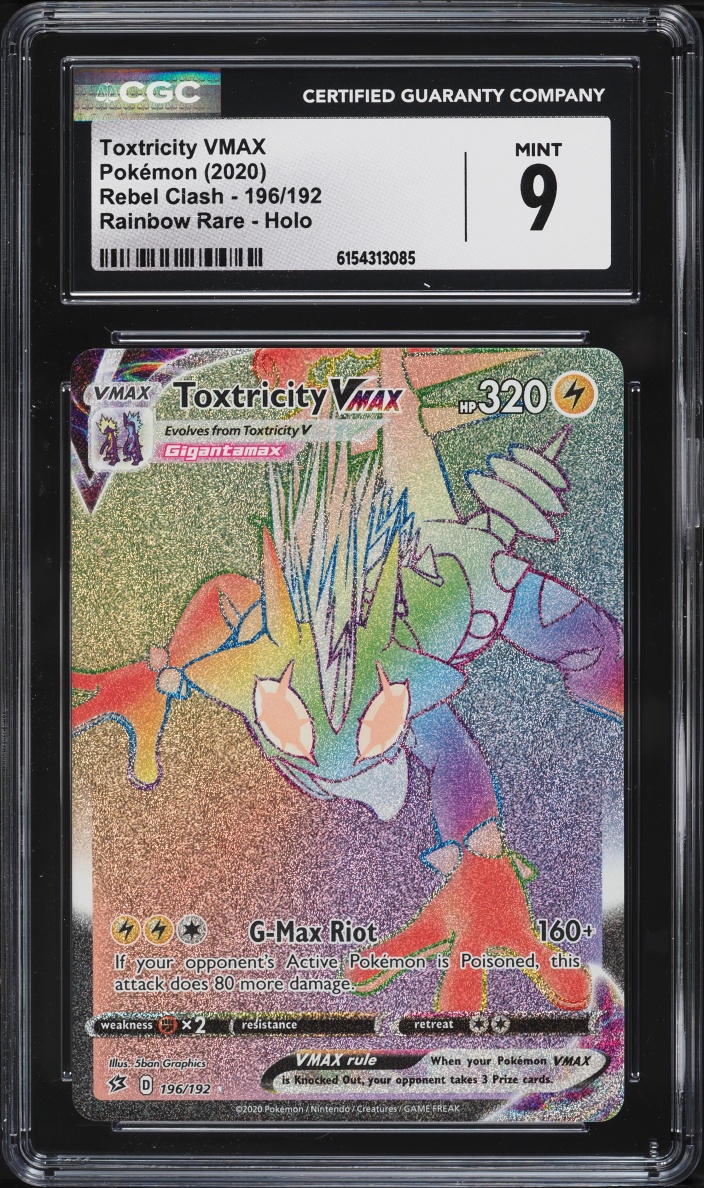 2020 Pokemon Sword & Shield Rebel Clash Rainbow Rare Toxtricity VMAX #196 CGC 9 MINT