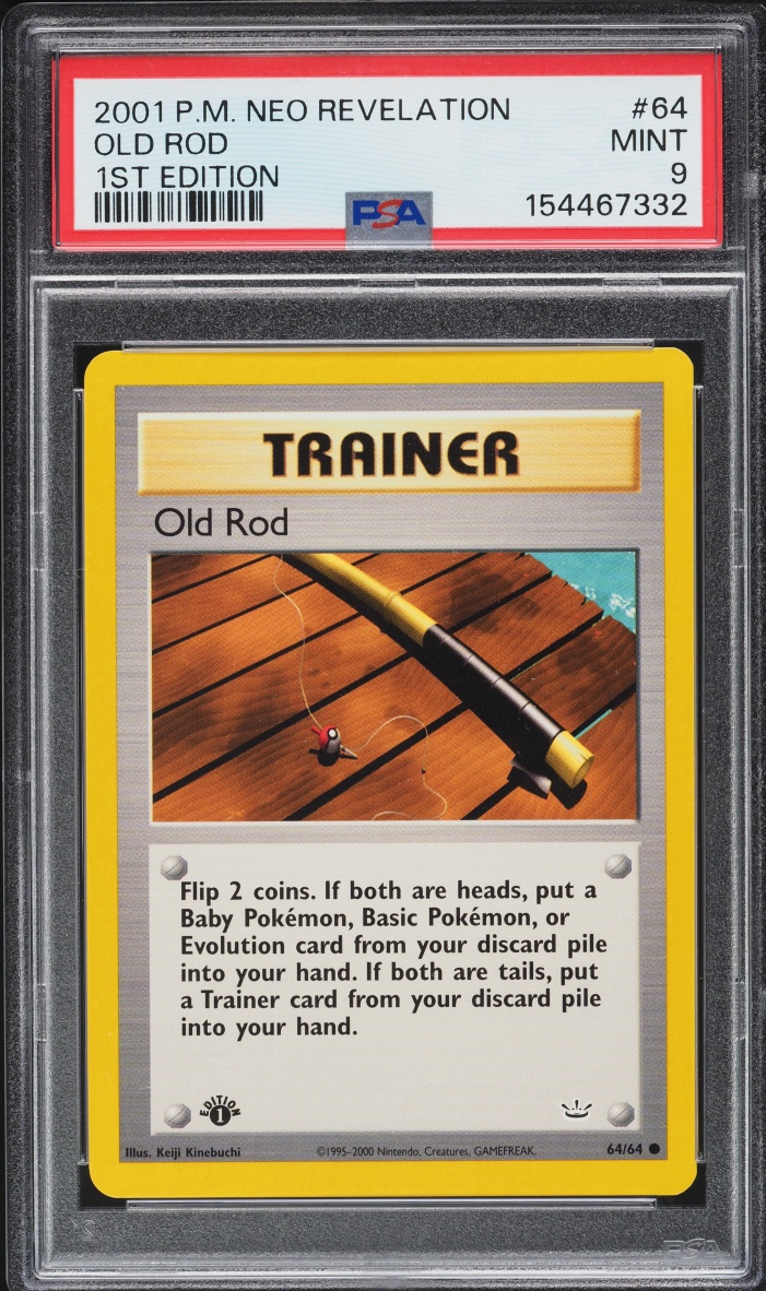 2001 Pokemon Neo Revelation 1st Edition Old Rod #64 PSA 9 MINT