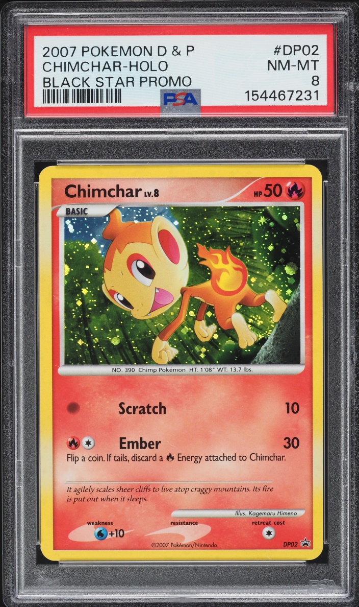 2007 Pokemon Diamond & Pearl Black Star Promo Holo Chimchar #DP02 PSA 8 NM-MT