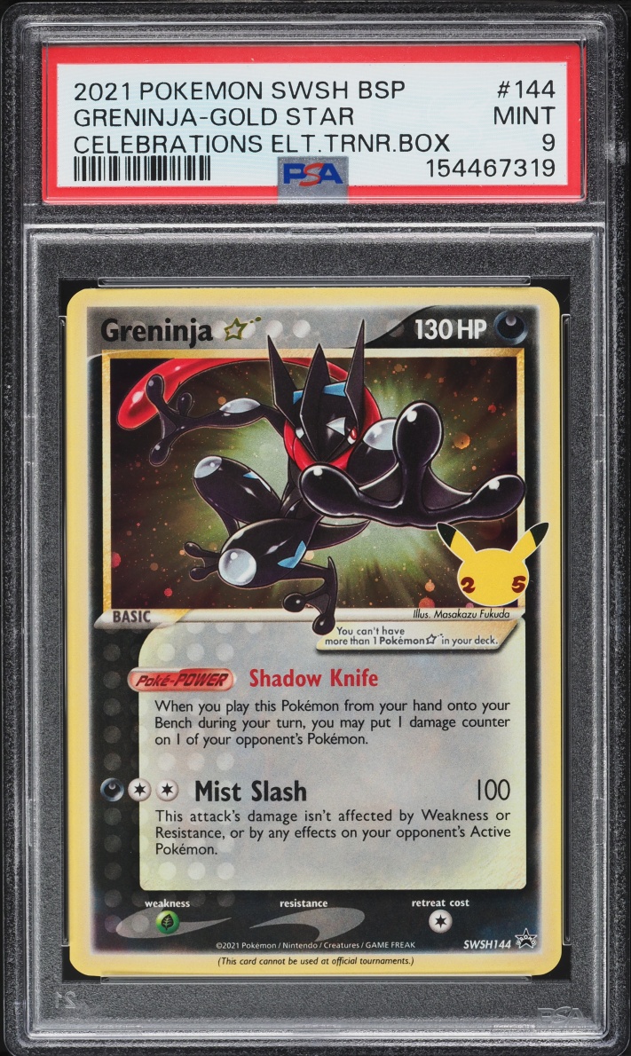 2021 Pokemon SWSH Black Star Promo Celebrations Holo Greninja Gold Star #SWSH144 PSA 9 MINT