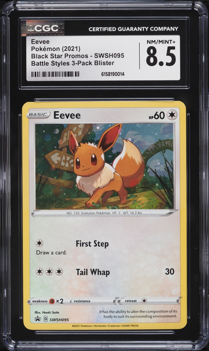 2021 Pokemon Sword & Shield Black Star Promo Battle Styles Eevee #SWSH095 CGC 8.5 NM-MT+