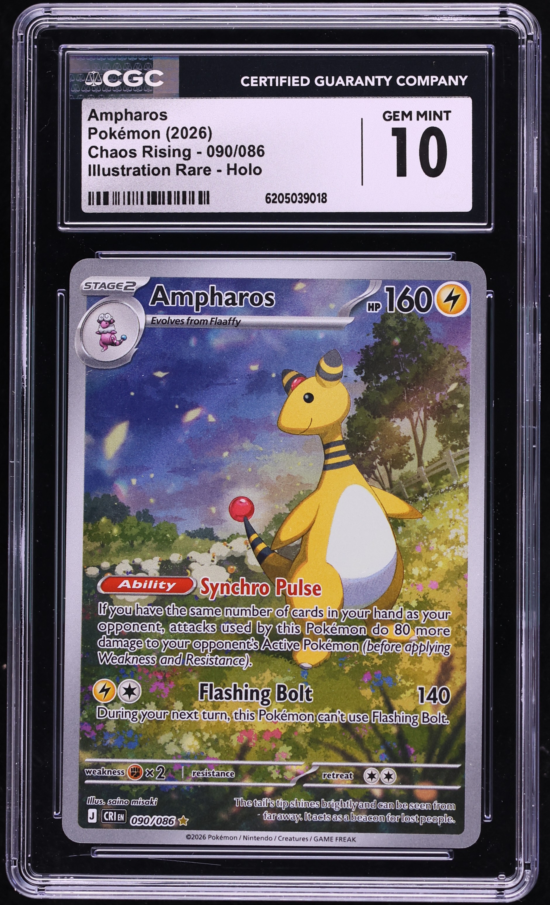 2026 Pokemon Mega Evolution Chaos Rising IR Ampharos #90 CGC 10 GEM MINT