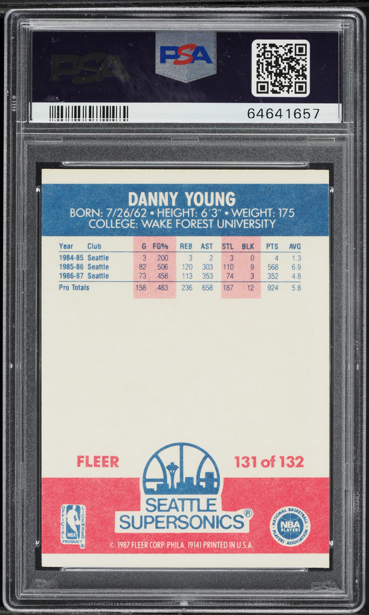 1987 Fleer Basketball Danny Young #131 PSA 7 NRMT