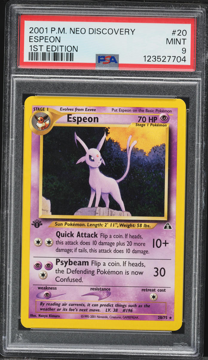 2001 Pokemon Neo Discovery 1st Edition Espeon #20 PSA 9 MINT