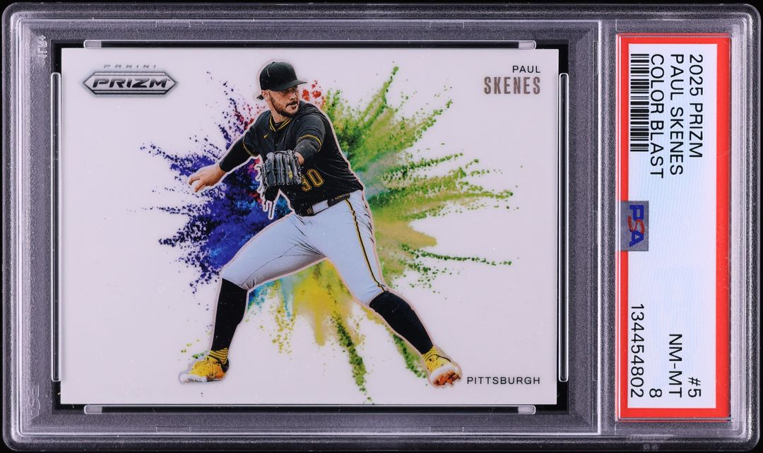 2025 Panini Prizm Color Blast Paul Skenes #5 PSA 8 NM-MT