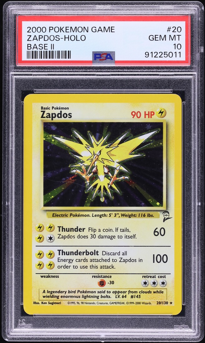 2000 Pokemon Base Set 2 Holo Zapdos #20 PSA 10 GEM MINT