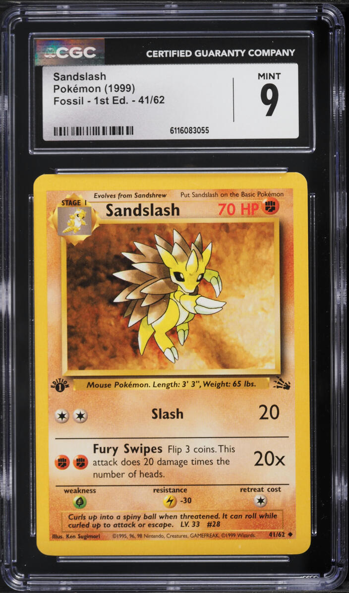 1999 Pokemon Fossil 1st Edition Sandslash #41 CGC 9 MINT