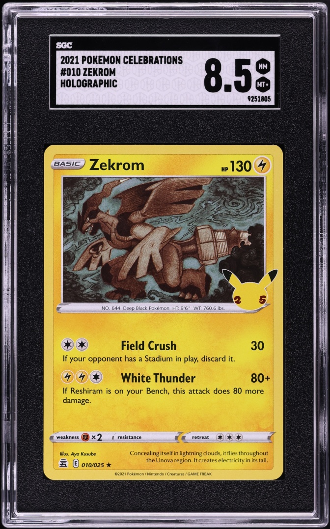 2021 Pokemon Sword & Shield Celebrations Holo Zekrom #10 SGC 8.5 NM-MT+