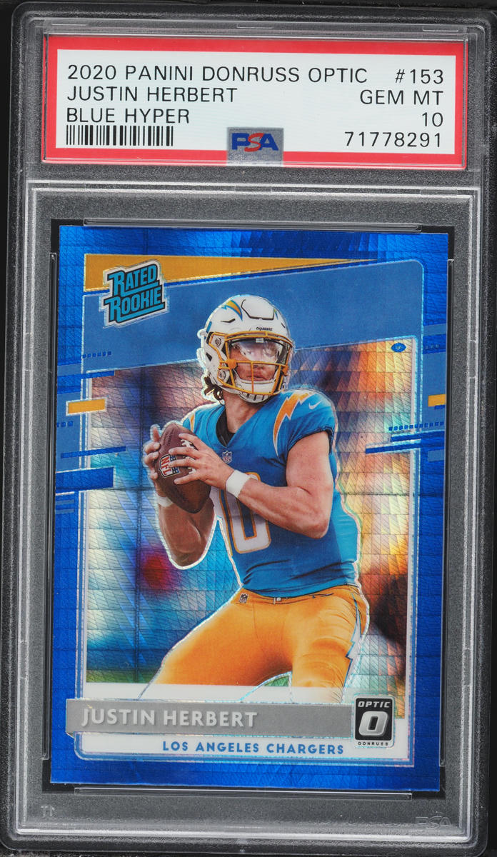 2020 Donruss Optic Blue Hyper Justin Herbert ROOKIE #153 PSA 10 GEM MINT