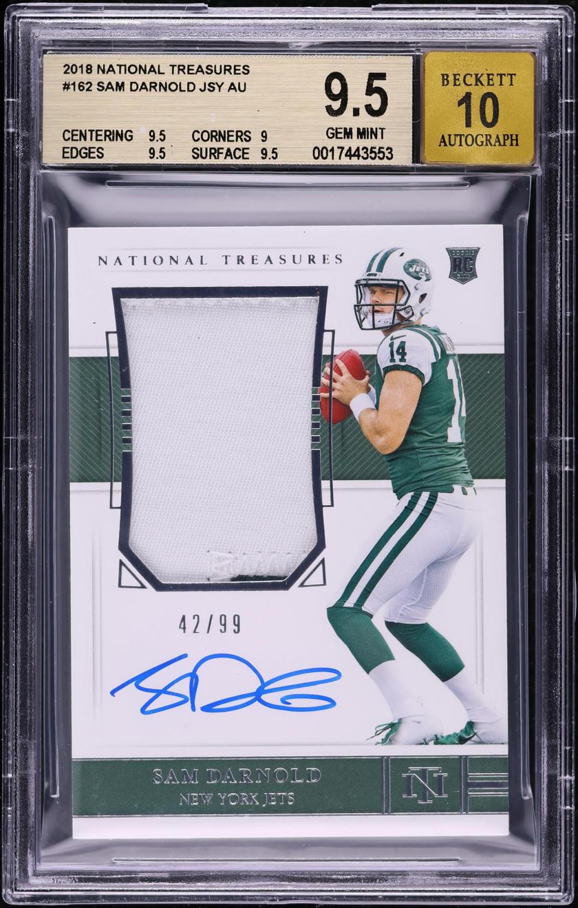 2018 National Treasures Sam Darnold ROOKIE PATCH AUTO /99 #162 BGS 9.5 GEM MINT