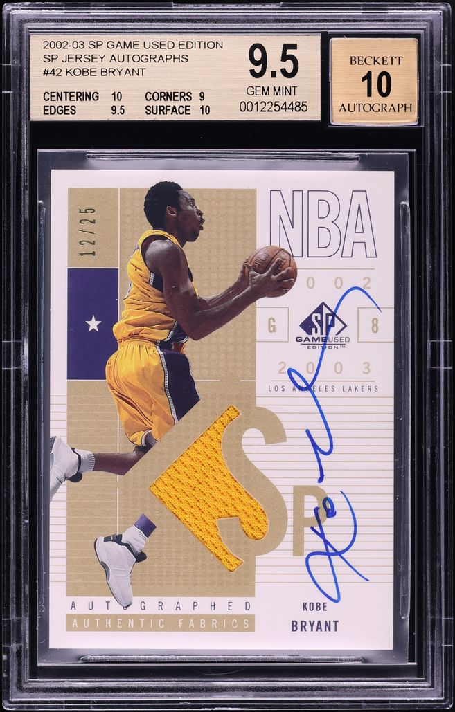 2002 SP Game Used Jersey Kobe Bryant PATCH AUTO /25 #42 BGS 9.5 GEM MINT - Photo 1