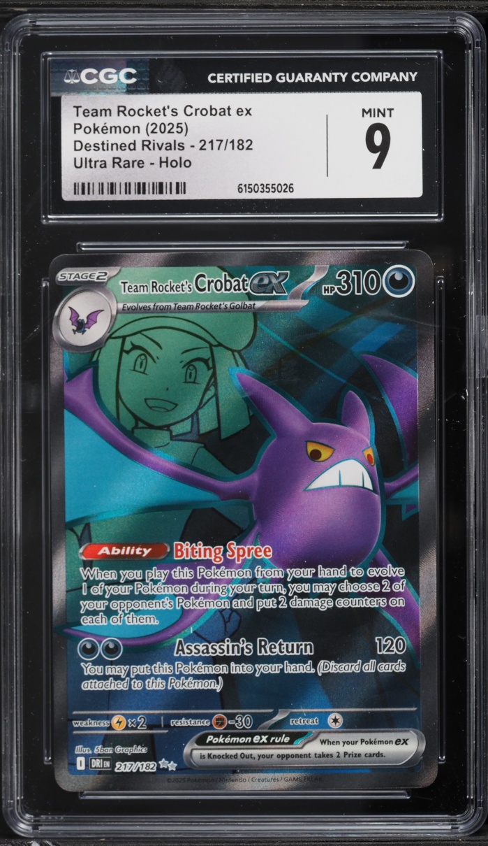 2025 Pokemon Scarlet & Violet Destined Rivals Full Art Team Rocket's Crobat Ex #217 CGC 9 MINT