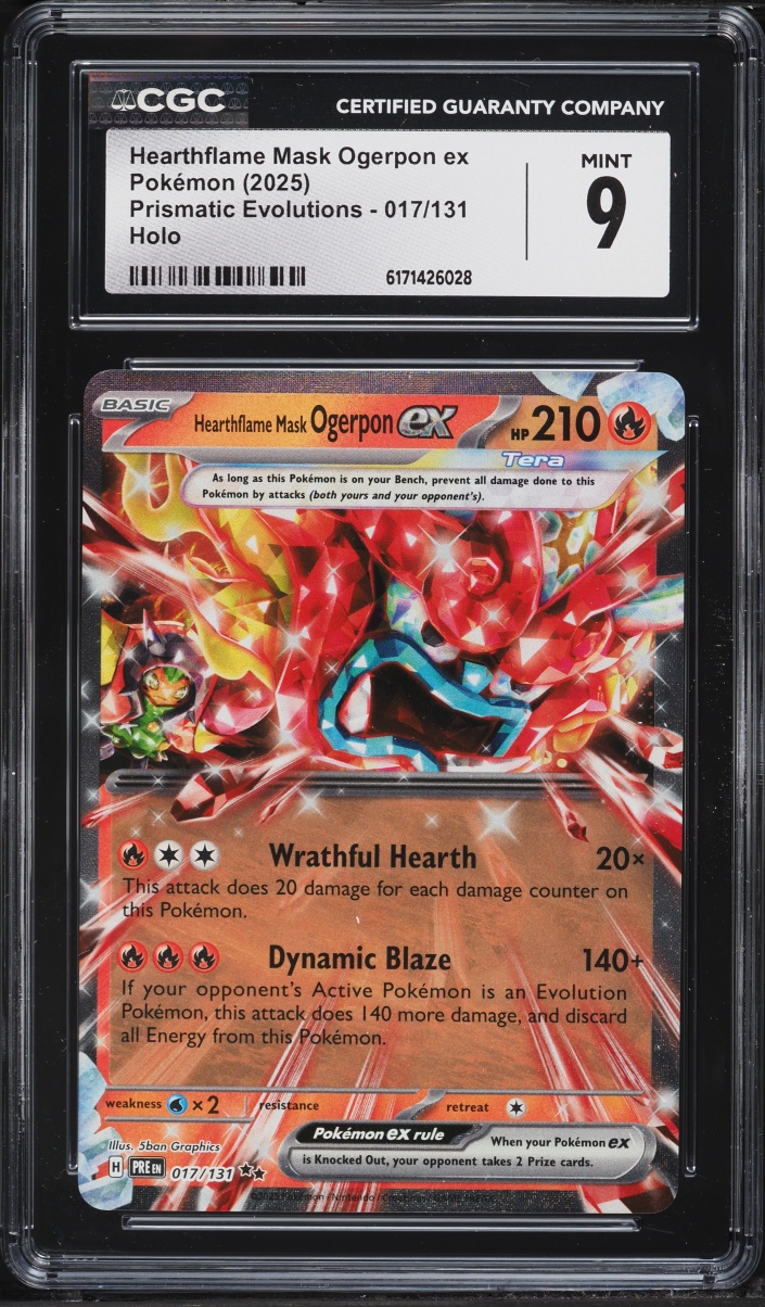 2025 Pokemon Scarlet & Violet Prismatic Evolutions Holo Hearthflame Mask Ogerpon Ex #17 CGC 9
