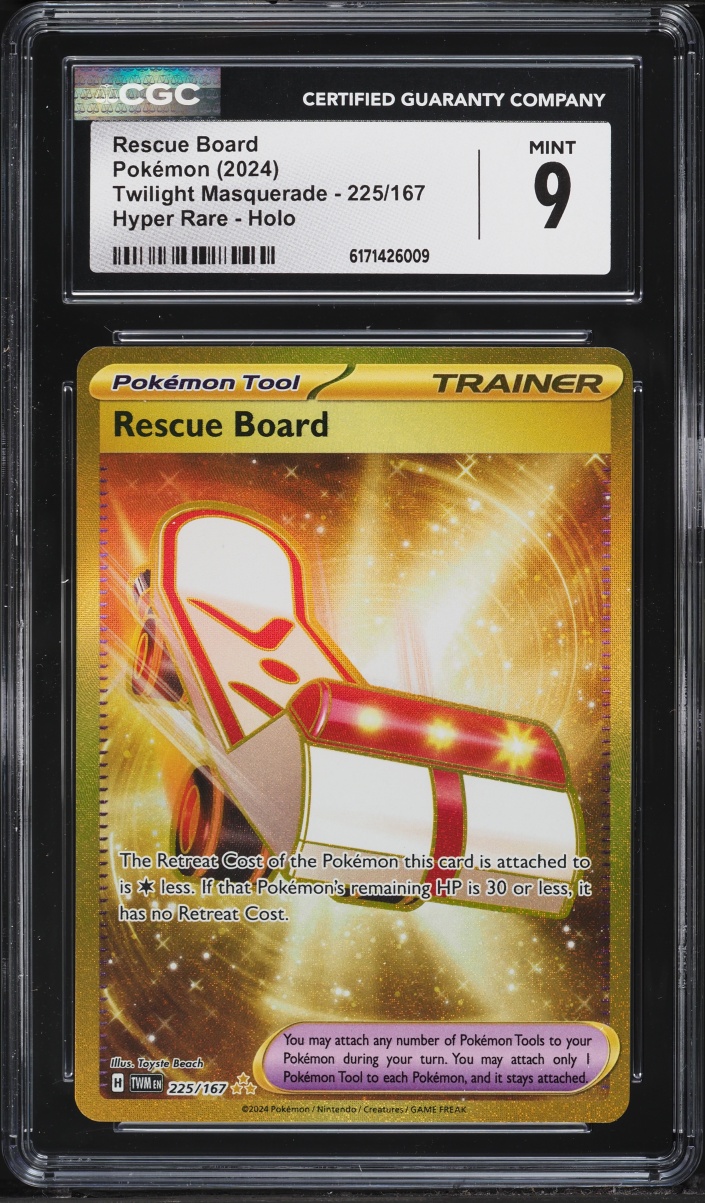 2024 Pokemon Scarlet & Violet Twilight Masquerade Gold Rare Rescue Board #225 CGC 9 MINT
