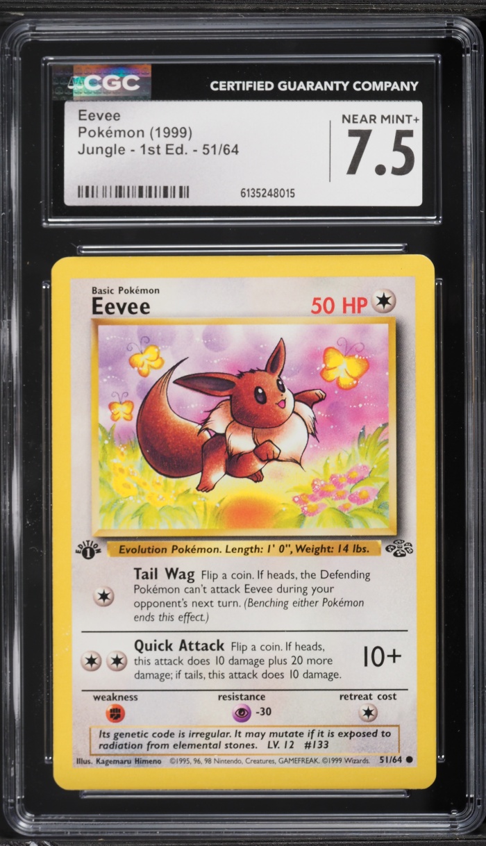 1999 Pokemon Jungle 1st Edition Eevee #51 CGC 7.5 NRMT+