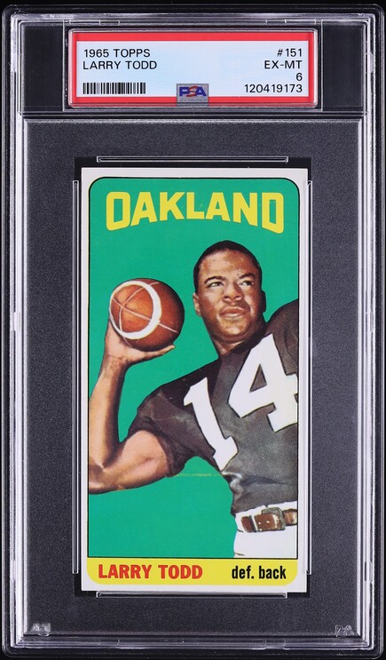 1965 Topps Football Larry Todd SHORT PRINT #151 PSA 6 EXMT