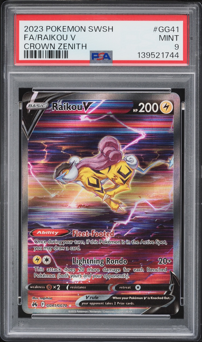 2023 Pokemon Sword & Shield Crown Zenith Galarian Gallery Alt Art Raikou V #GG41 PSA 9 MINT