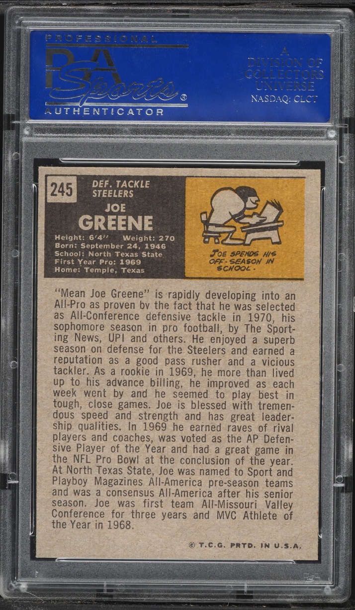 1971 Topps Football Joe Greene ROOKIE #245 PSA 7 NRMT