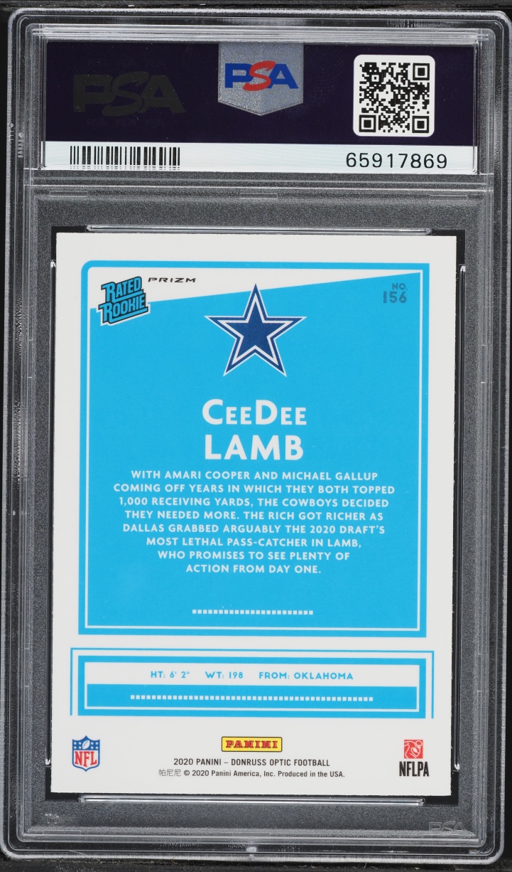 2020 Donruss Optic Holo CeeDee Lamb ROOKIE #156 PSA 9 MINT