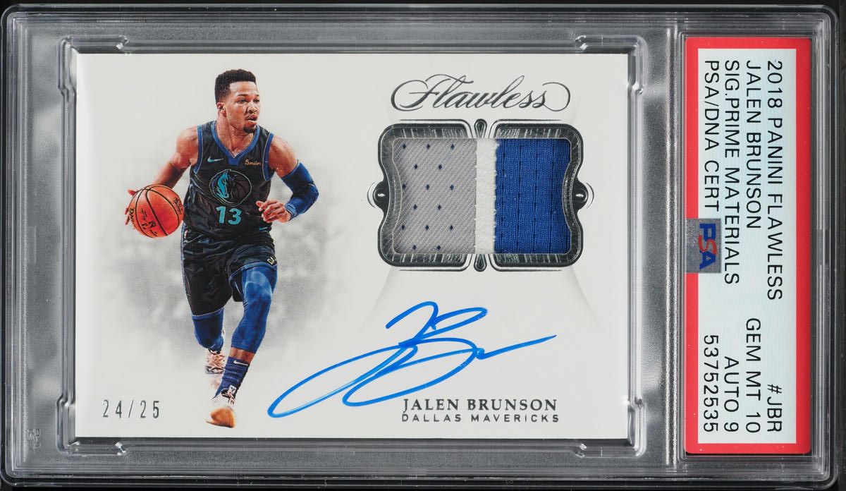 2018 Panini Flawless Prime Jalen Brunson ROOKIE PATCH AUTO /25 #SP-JBR PSA 10 GEM MINT