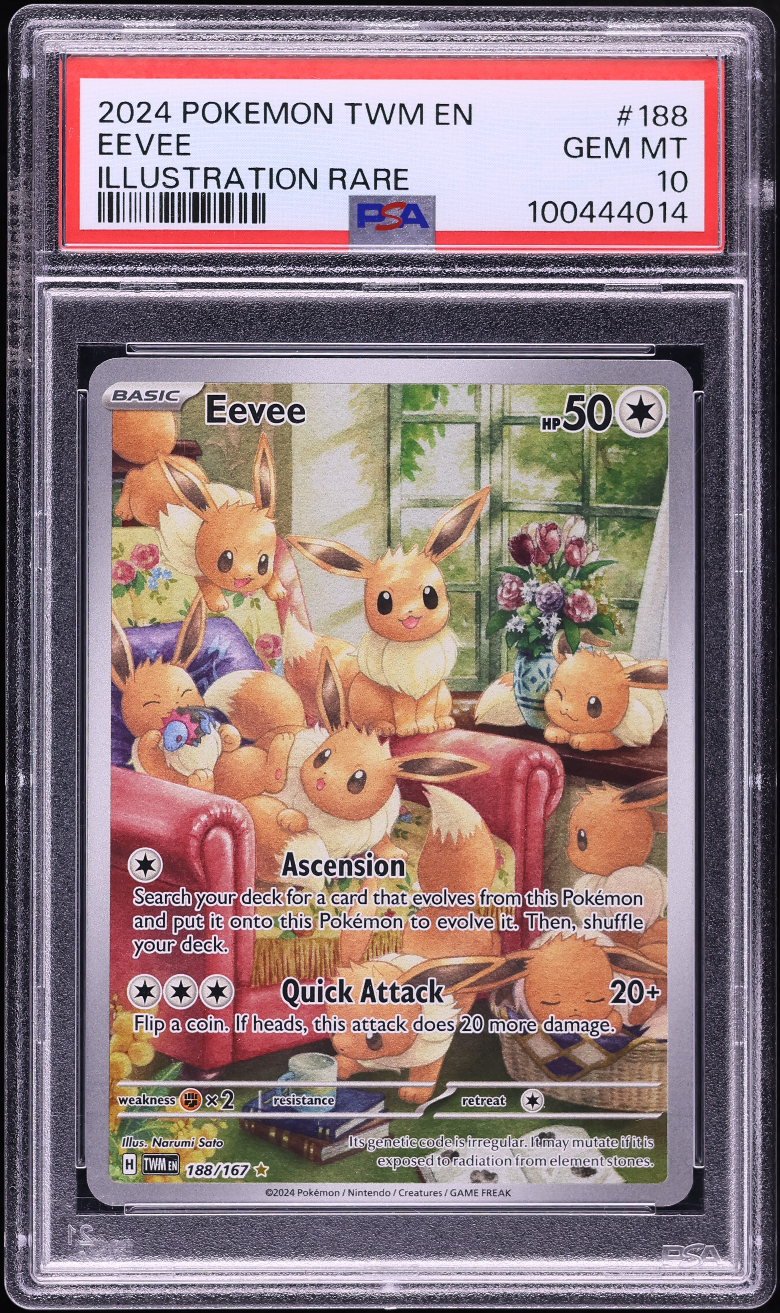 2024 Pokemon Scarlet & Violet Twilight Masquerade IR Eevee #188 PSA 10 GEM MINT