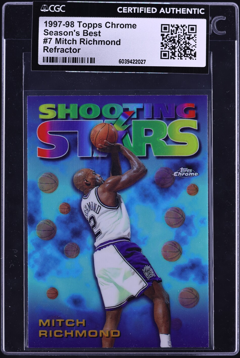 1997 Topps Chrome Season's Best Refractor Mitch Richmond #7 CGC AUTH - Main Image