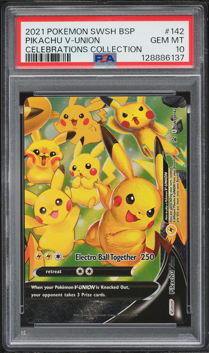 2021 Pokemon Sword & Shield Promo Celebrations Pikachu V-UNION #SWSH142 PSA 10 GEM MINT