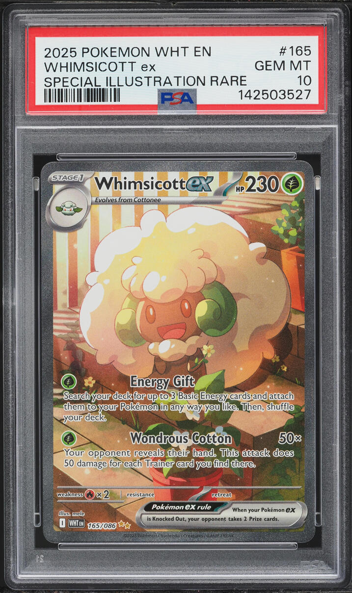 2025 Pokemon Scarlet & Violet White Flare SIR Whimsicott ex #165 PSA 10 GEM MINT