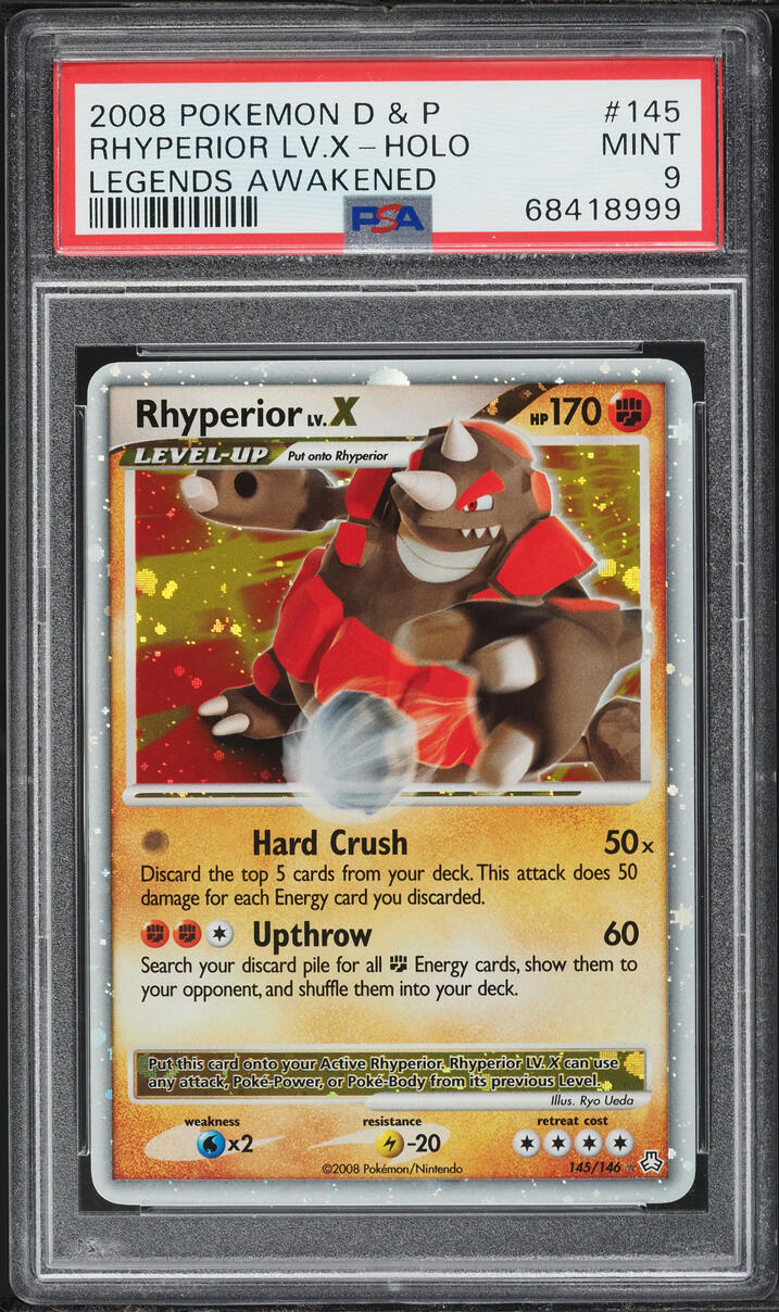 2008 Pokemon Diamond & Pearl Legends Awakened Holo Rhyperior Lv.X #145 PSA 9 MINT
