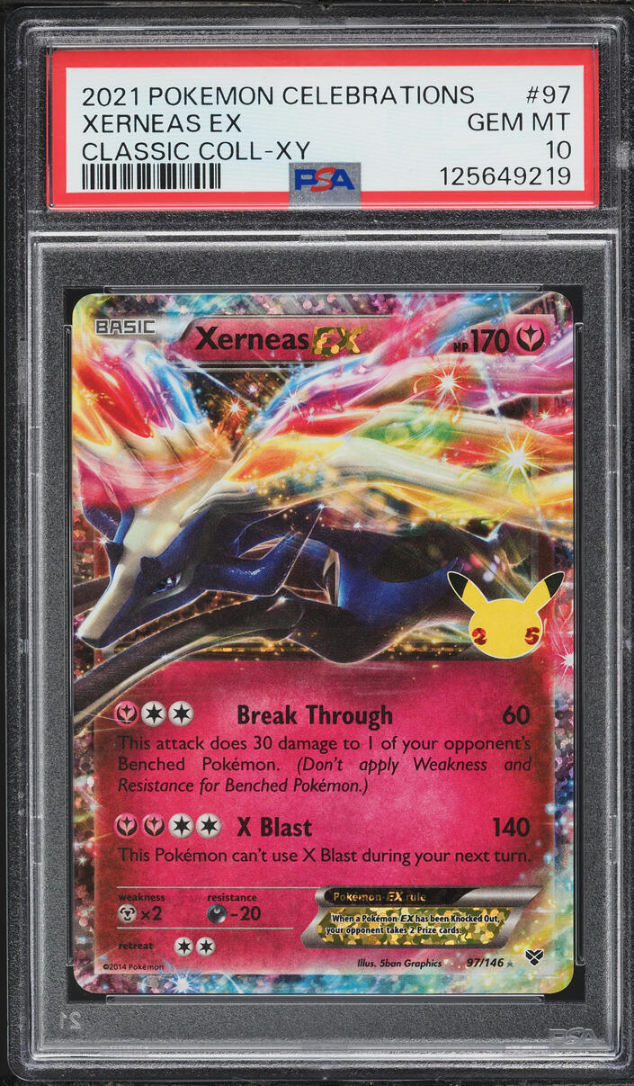 2021 Pokemon Sword & Shield Celebrations Classic Collection Holo Xerneas EX #97 PSA 10 GEM MINT