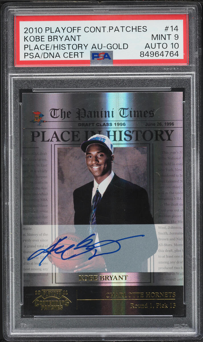 2010 Playoff Contenders Place In History Gold Kobe Bryant AUTO DNA 10 /49 #14 PSA 9 MINT