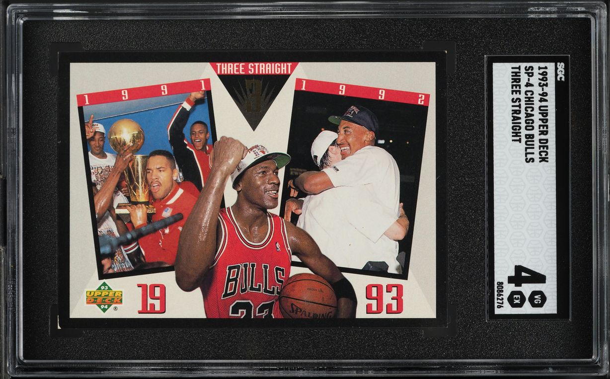1993 Upper Deck Three Straight Chicago Bulls w/ Michael Jordan #SP-4 SGC 4 VGEX