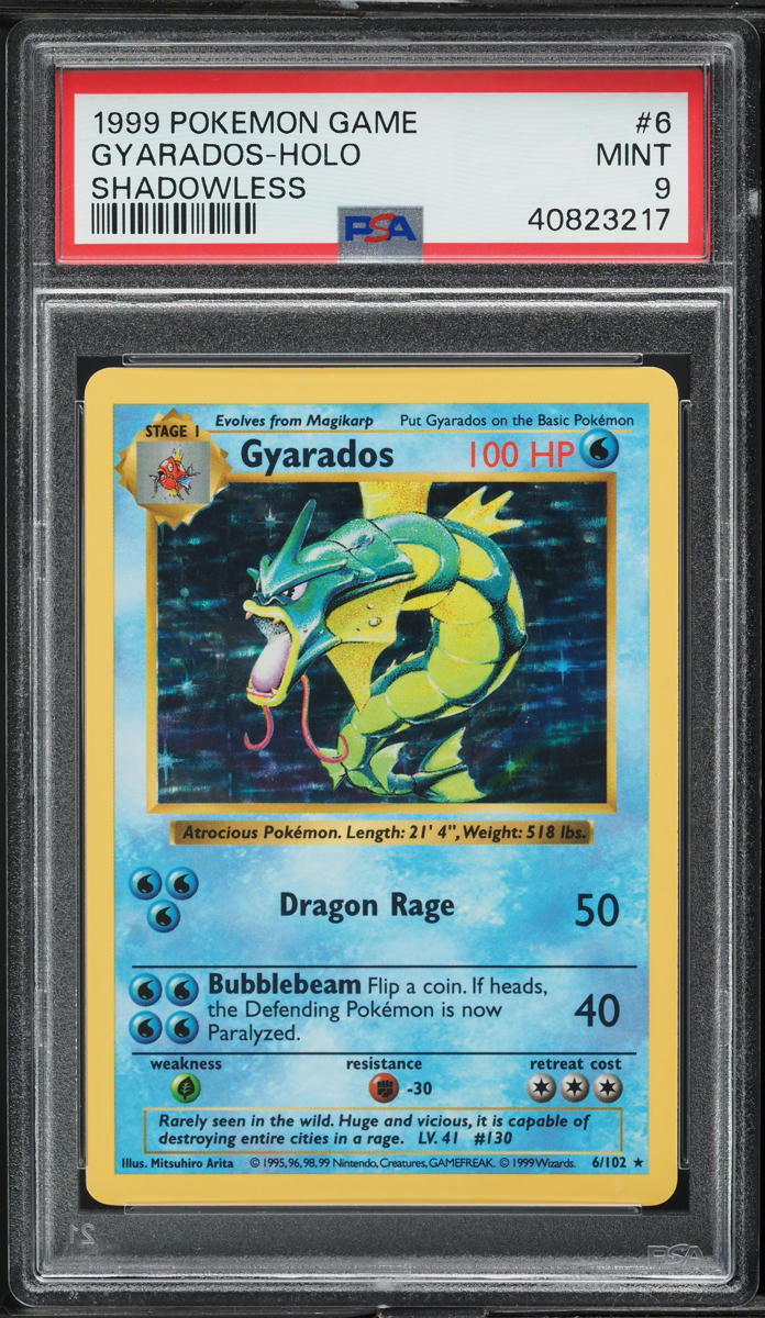 1999 Pokemon Base Set Shadowless Holo Gyarados #6 PSA 9 MINT