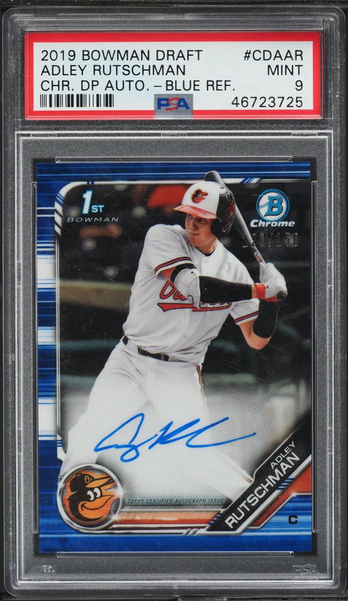 2019 Bowman Chrome Blue Refractor Adley Rutschman PROSPECT AUTO /150 PSA 9 MINT