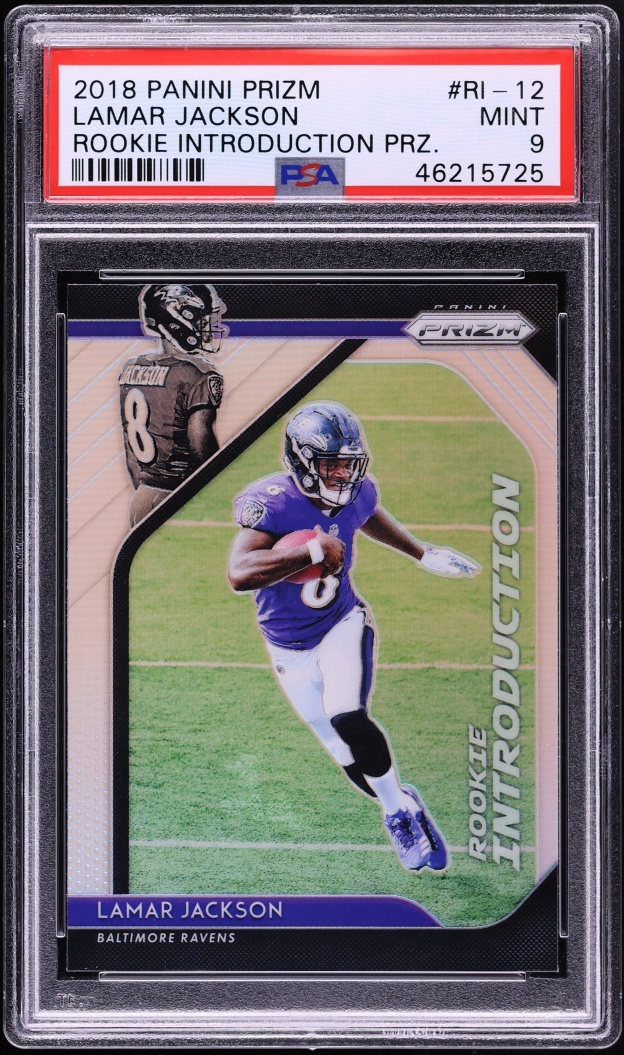 2018 Panini Prizm Introduction Lamar Jackson ROOKIE #RI-12 PSA 9 MINT