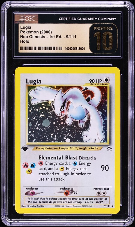 2000 Pokemon Neo Genesis 1st Edition Holo Lugia #9 CGC 10 PRISTINE