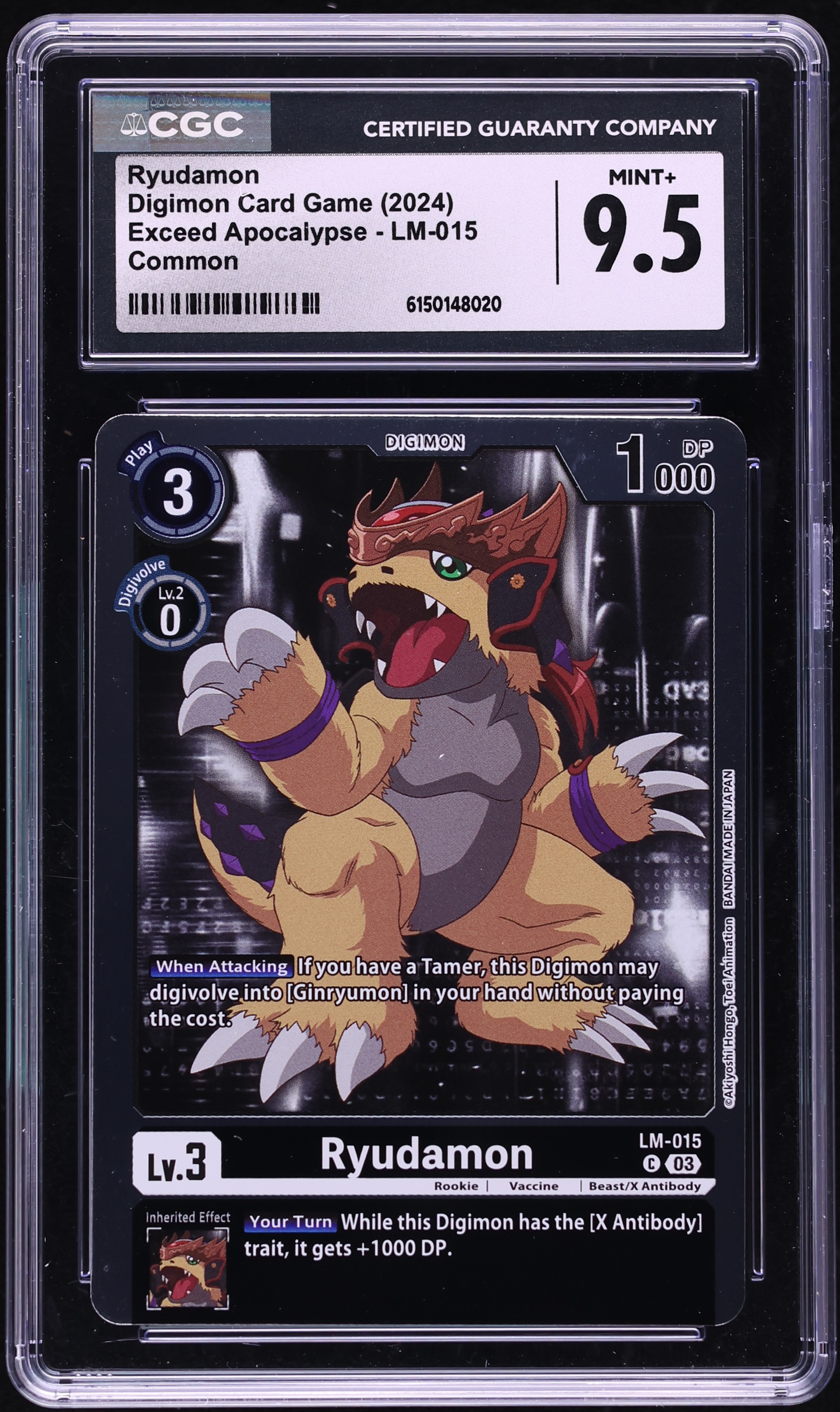 2024 Digimon Exceed Apocalypse Ryudamon #LM-015 CGC 9.5 MINT+
