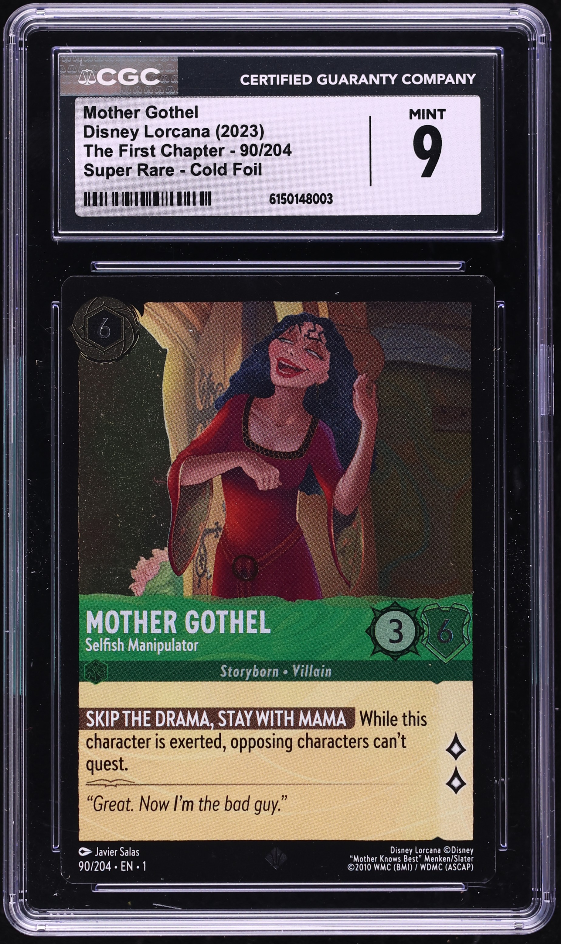2023 Disney Lorcana The First Chapter Cold Foil Mother Gothel Selfish Manipulator #90 CGC 9