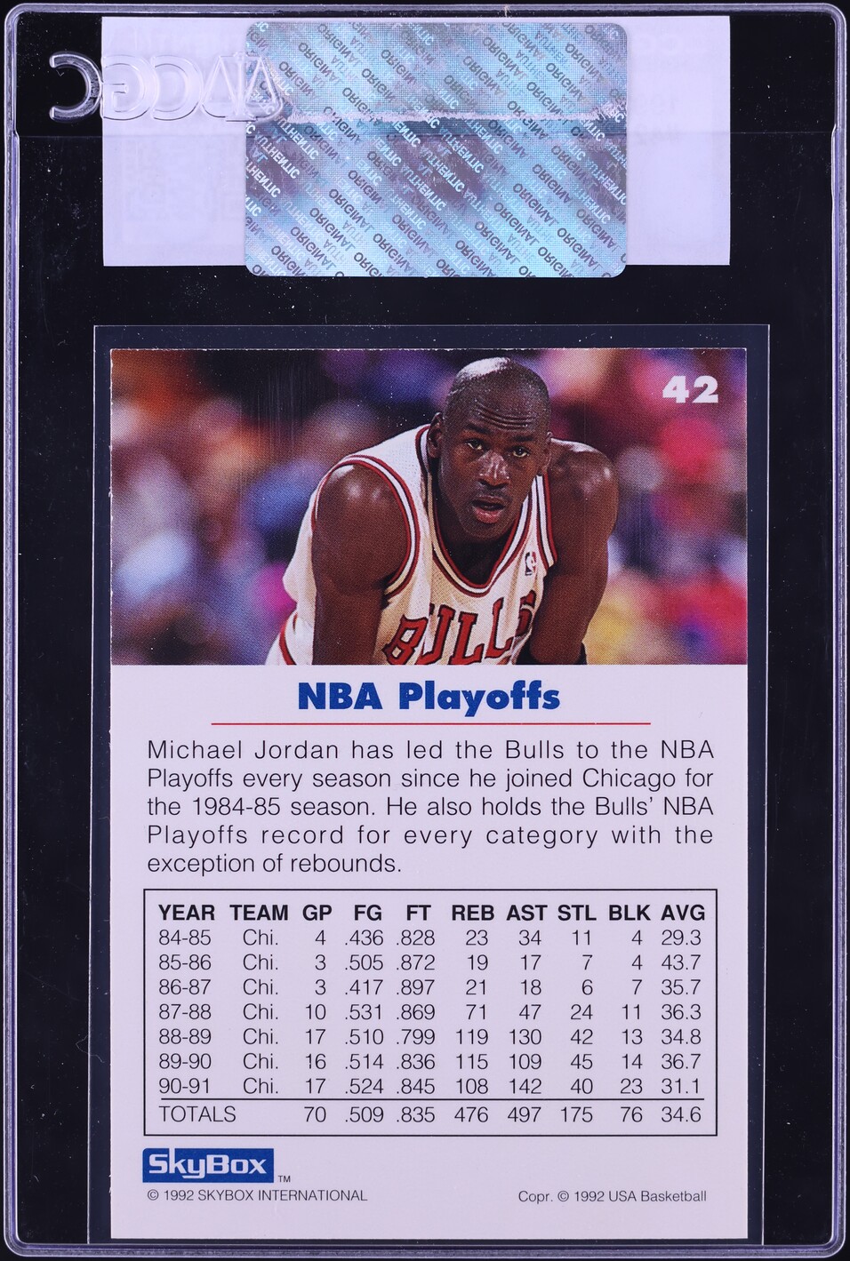 1992 Skybox USA Basketball Michael Jordan #42 CGC AUTH
