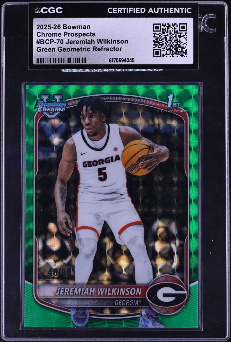 2025 Bowman Chrome Green Geometric Refractor Jeremiah Wilkinson ROOKIE /99 #BCP-70 CGC AUTH