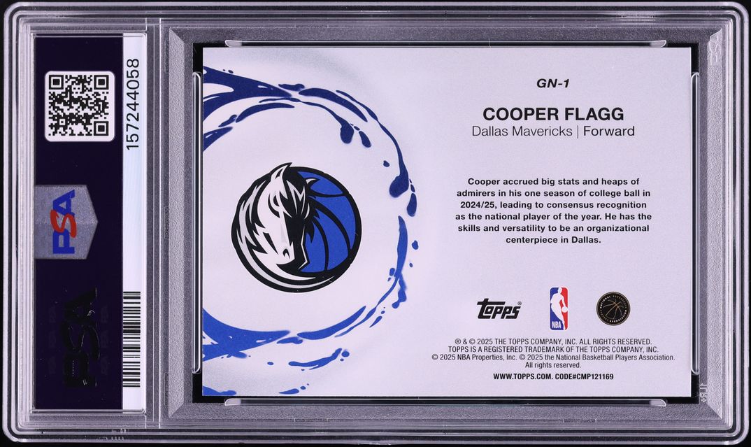 2025 Topps Generation Now Cooper Flagg ROOKIE #GN-1 PSA 10 GEM MINT